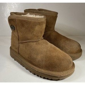 Ugg Boots Jona Girl's Shearling lined Suede Winter Snow Boots Brown Size 10